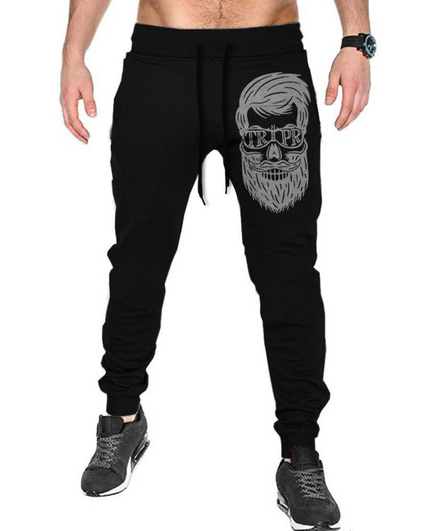 Beard man Printed Black Track Pant For Men