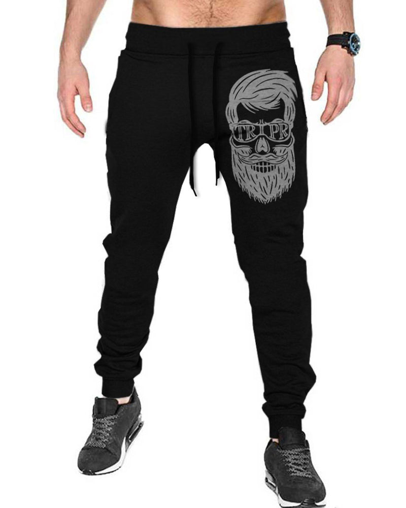 Beard man Printed Black Track Pant For Men