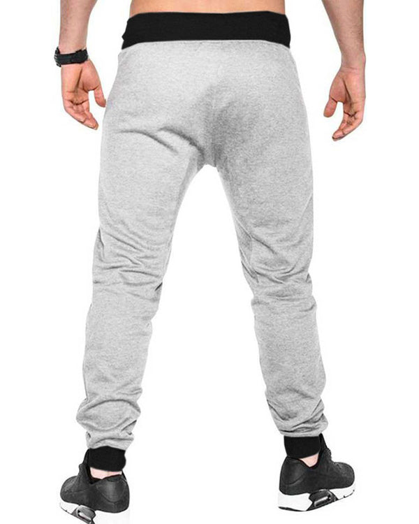 abstract printed light grey track pant for men back view
