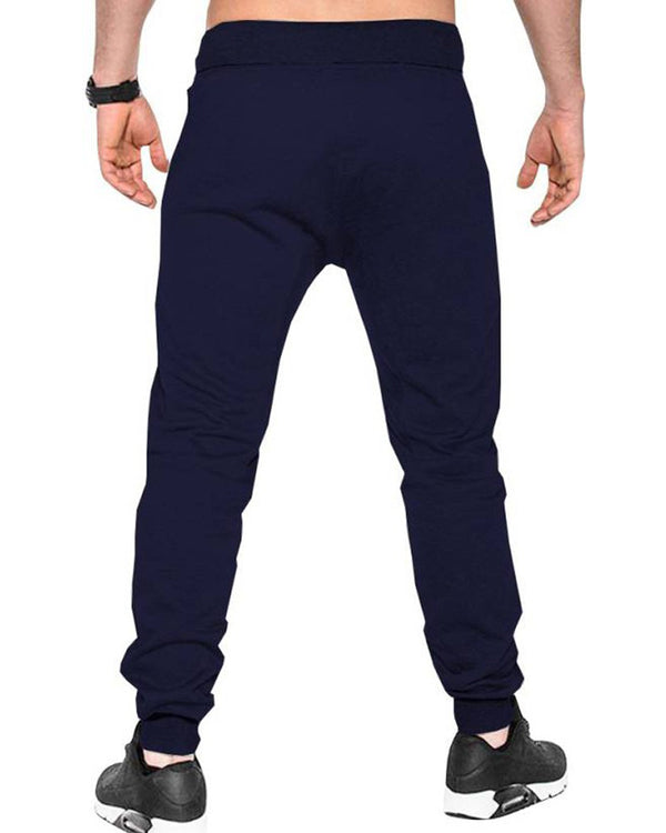 dark blue track jogger pant for men back view