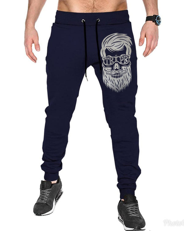 Graphic Printed Men Dark Blue Cuffed Track Pant