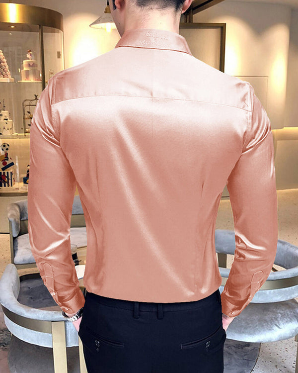 peach party wear shirt for men back view