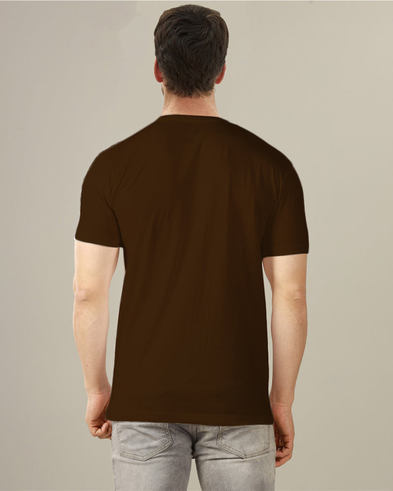 dark brown mens plain half sleeve v neck tshirt folded view