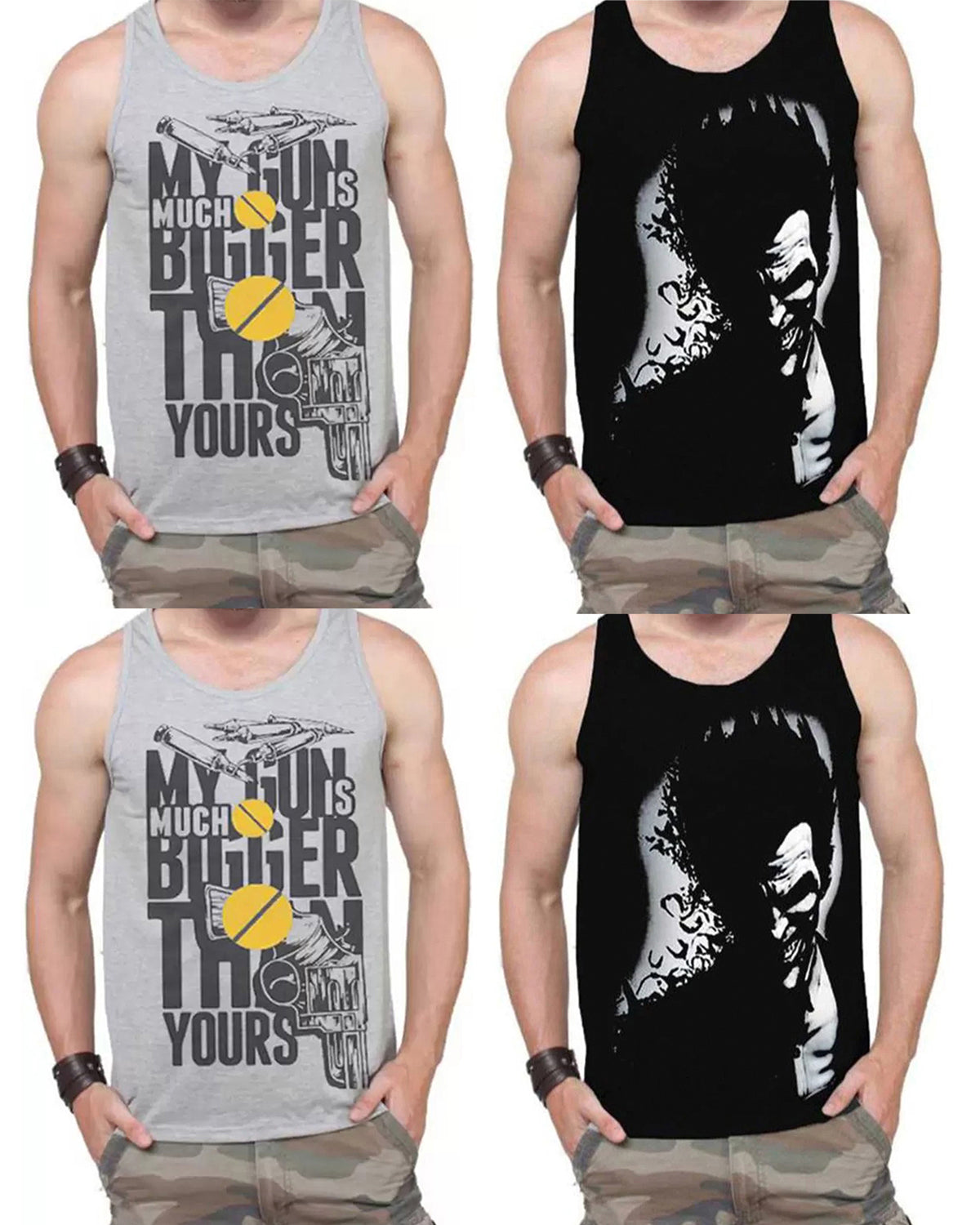 ( Pack Of 4 ) Mens Baniyans / Black & Grey