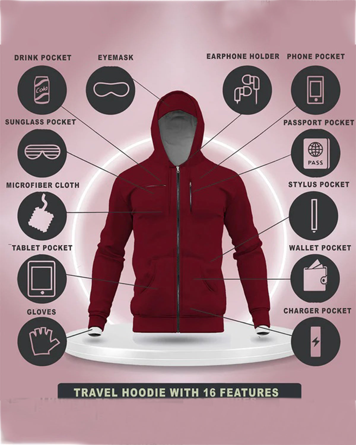 Travel Hoodie - Full Sleeve Unisex Jackets