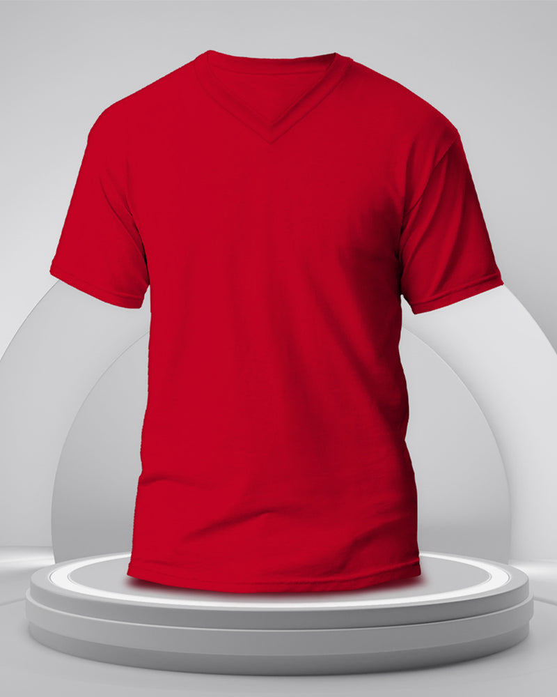 red solid plain half sleeve round neck tshirt for men  template view