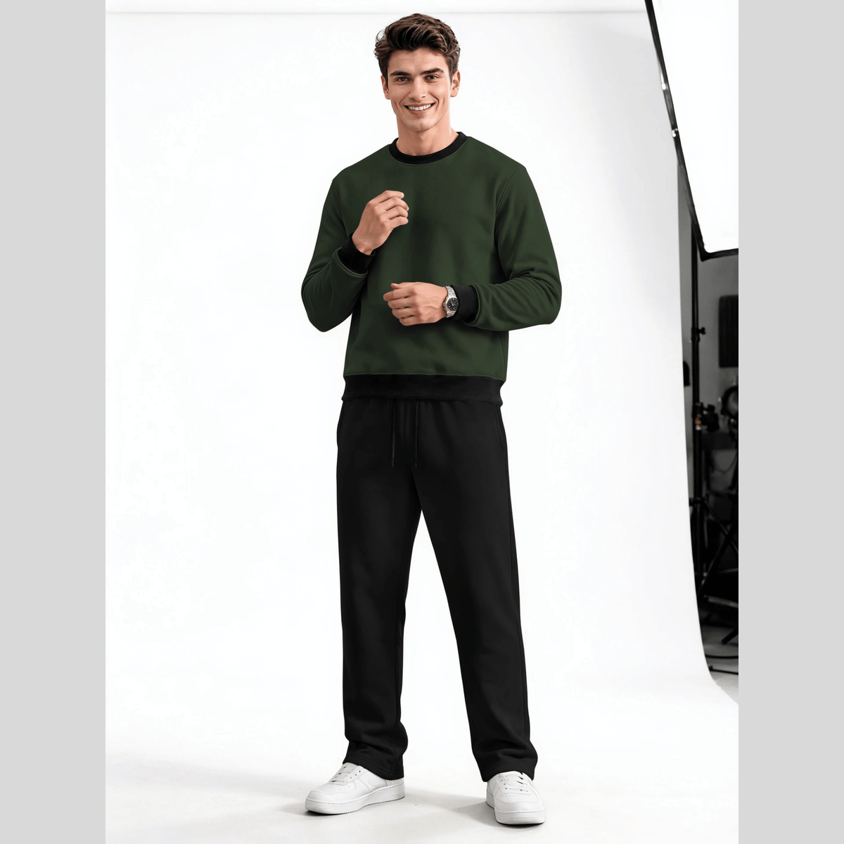 Mens Round Neck Color Blocked Swaeatshirt Winter Tracksuits