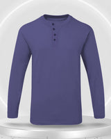 Solid Men Henley BlueViolet Full Sleeve  T-Shirt