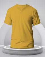 yellow solid plain half sleeve v neck tshirt for men template view