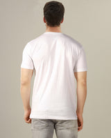 white solid plain half sleeve v neck tshirt for men back view