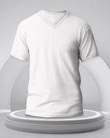 white solid plain half sleeve v neck tshirt for men template view