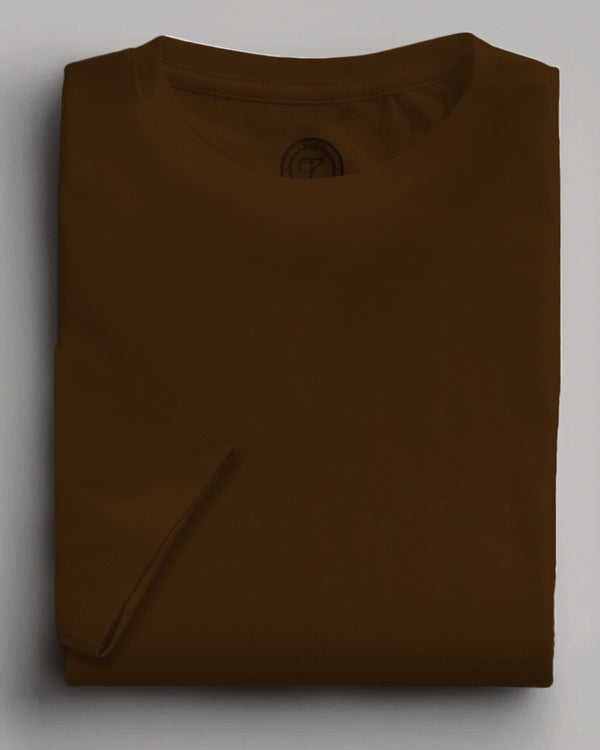 dark brown full sleeve round neck tshirt for men folded view