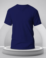 navy blue plain solid half sleeve round neck tshirt for men raw view