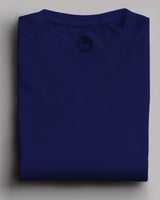 navy blue plain solid half sleeve round neck tshirt for men folded view