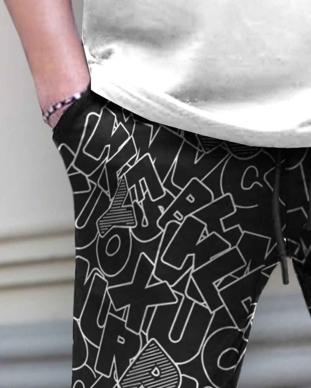 Men All Over Printed Black Trackpant
