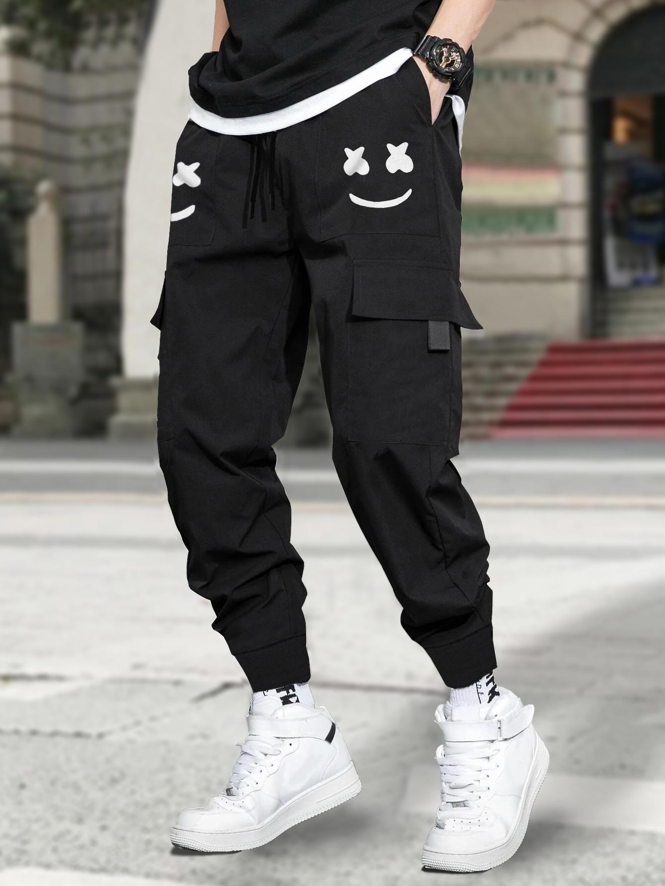 Jogger Pants Black Hip Hop Pants Hop Ribbons Cargo Pants Men