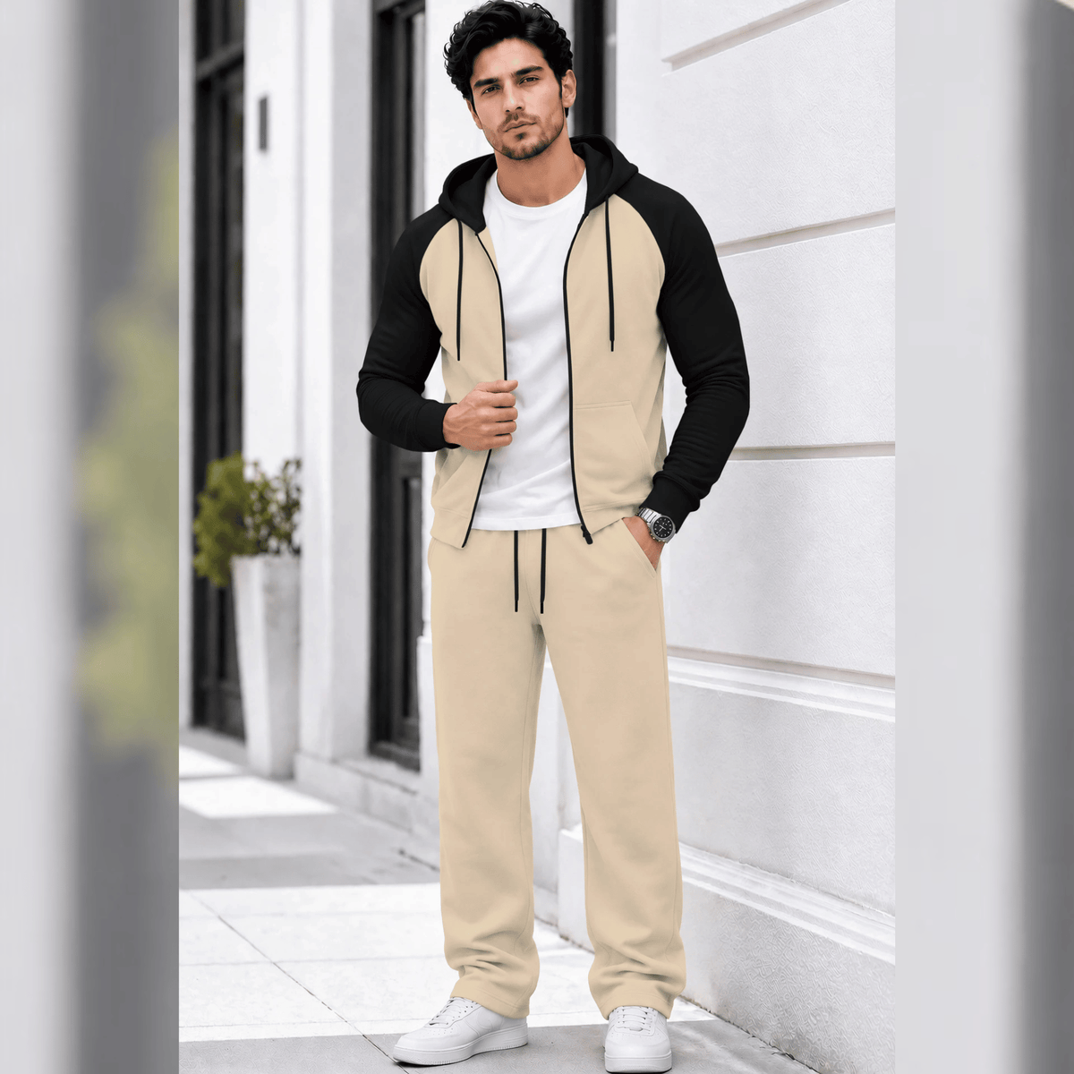 Mens Hooded Neck Dual Color Jacket Winter Tracksuits