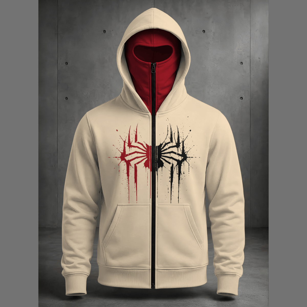 Mens Color Blocked Hooded Mask Jackets