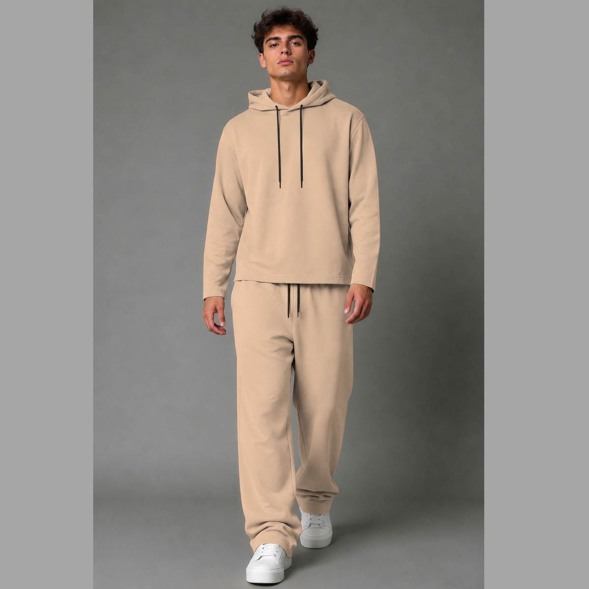 Outfit Set Plain hooded Tshirt - Plain Loose Fit Trackpants