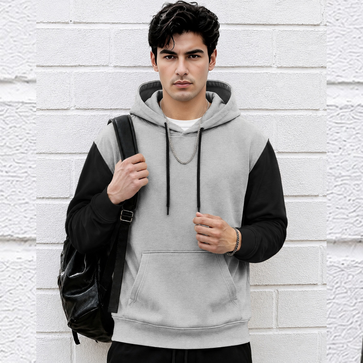 Men Dual Color Hooded Neck Winter Sweatshirts