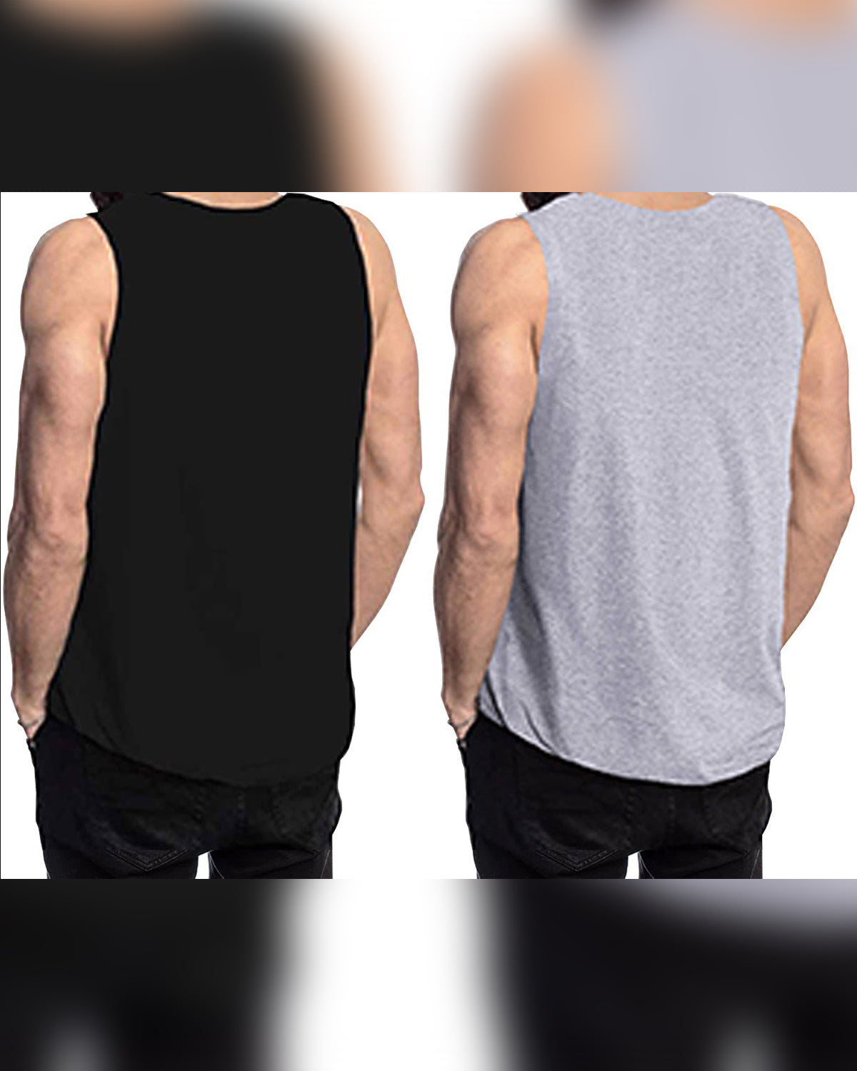 Men Printed Tank Top (Pack of 2) / Black & Grey