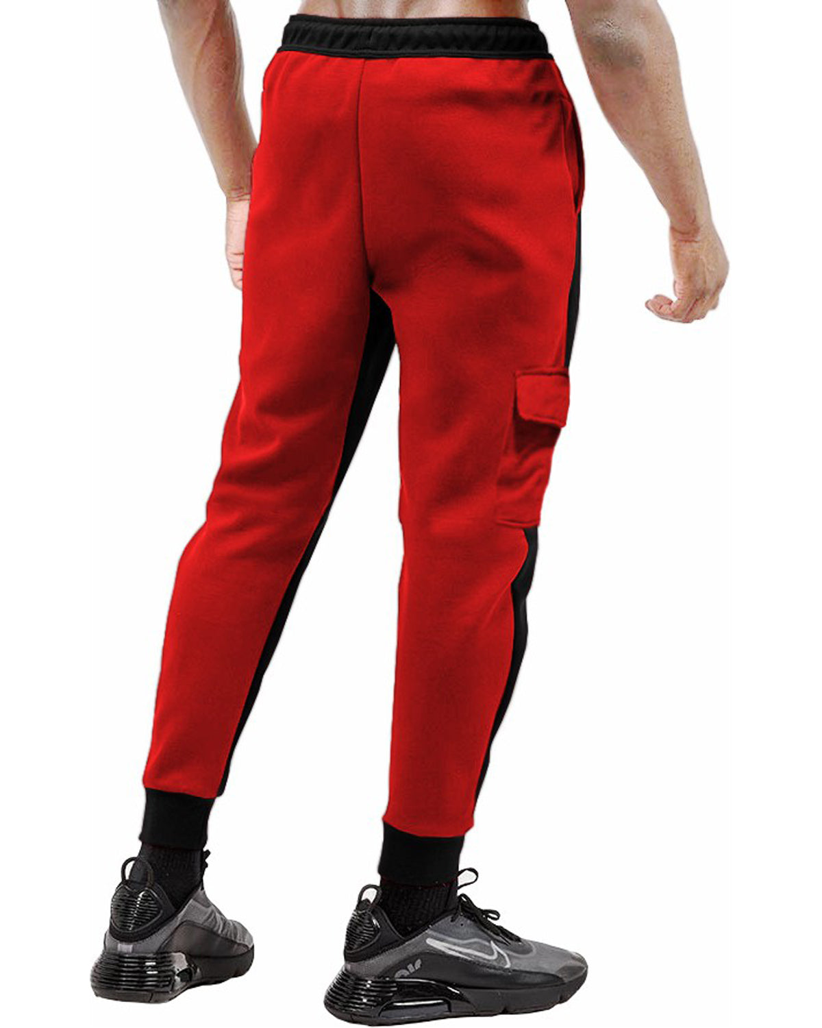 Men Red and Black Cargo Jogger