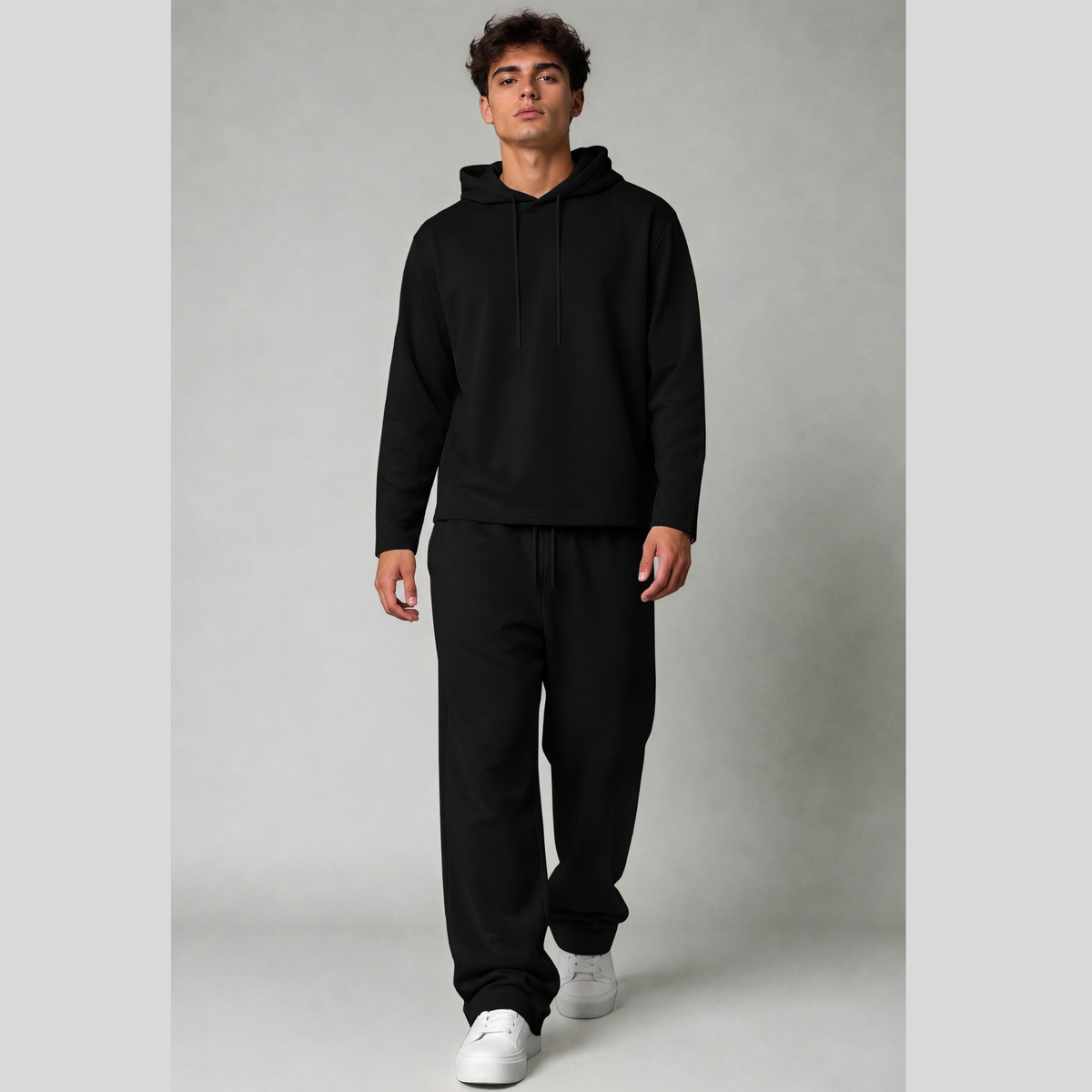Outfit Set Plain hooded Tshirt - Plain Loose Fit Trackpants