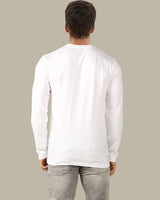 solid white colour v neck full sleeve tshirt for men back view