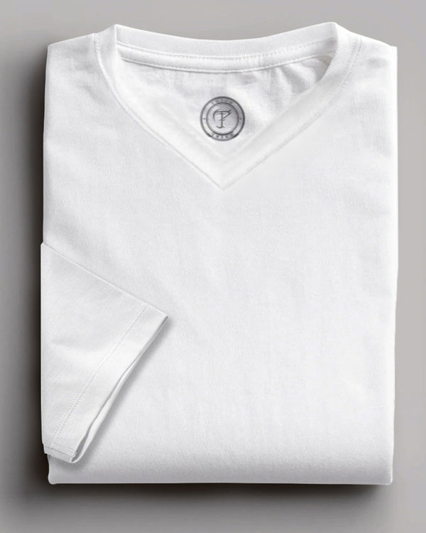 solid white colour v neck full sleeve tshirt for men folded view
