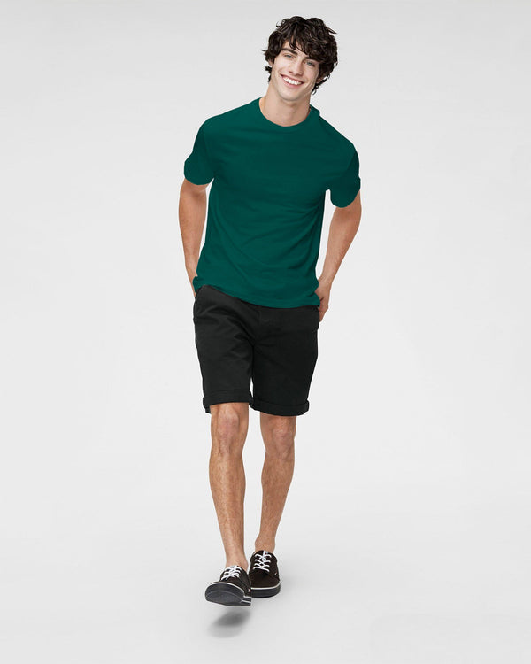 Solid Green Men Round Neck Half-Sleeve T-Shirt