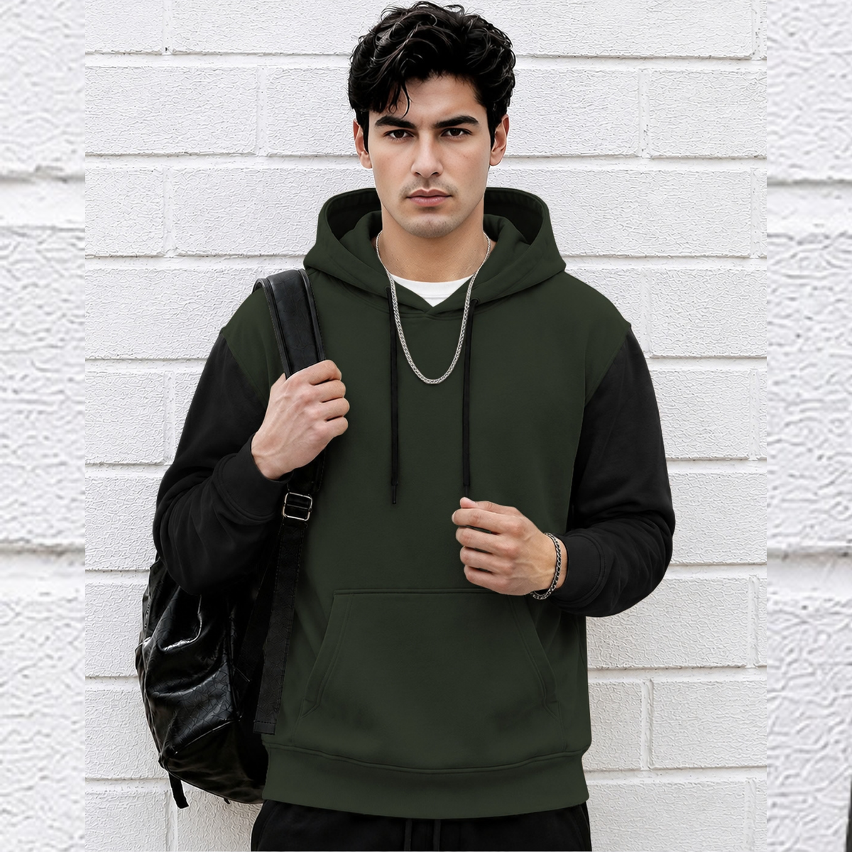 Men Dual Color Hooded Neck Winter Sweatshirts