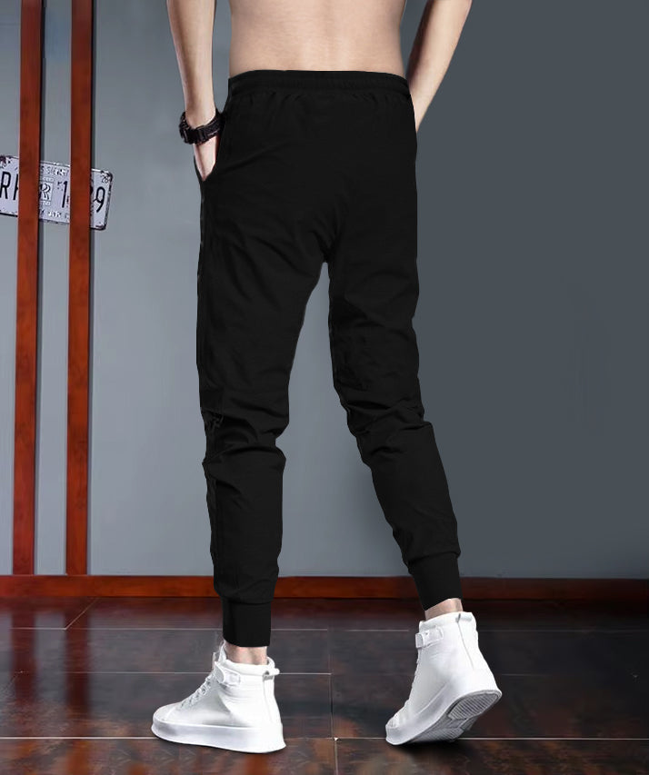 Men Black Star Printed With Cuffed Trackpant