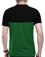 Men Short Sleeve Black Green Striped T-Shirt