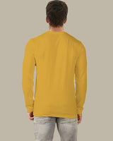 solid yellow henley tshirt for men back view