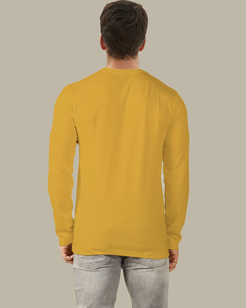 solid yellow henley tshirt for men back view