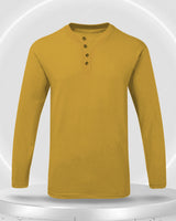 Solid Men Henley Yellow Full Sleeve T-Shirt