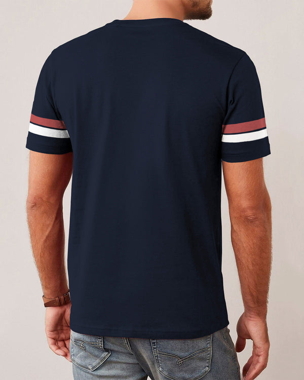captain america shield printed blue tshirt for men back view