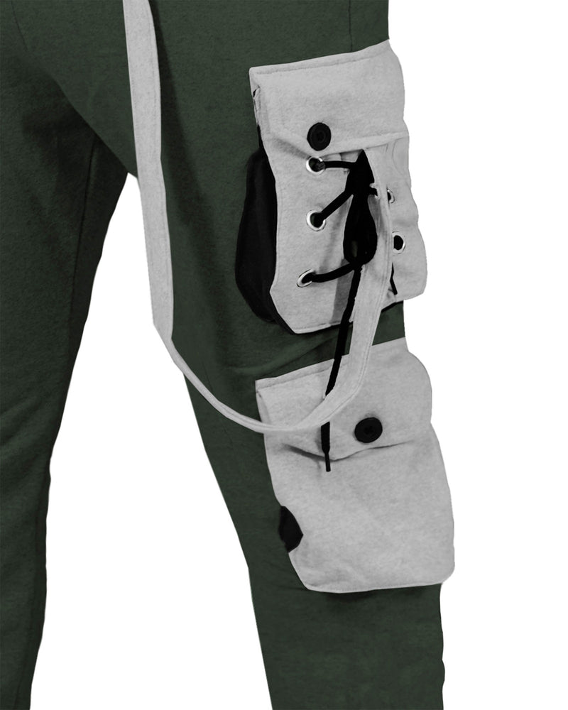 Men Olivegreen-Grey Street Casual Fashion Jogger Pants