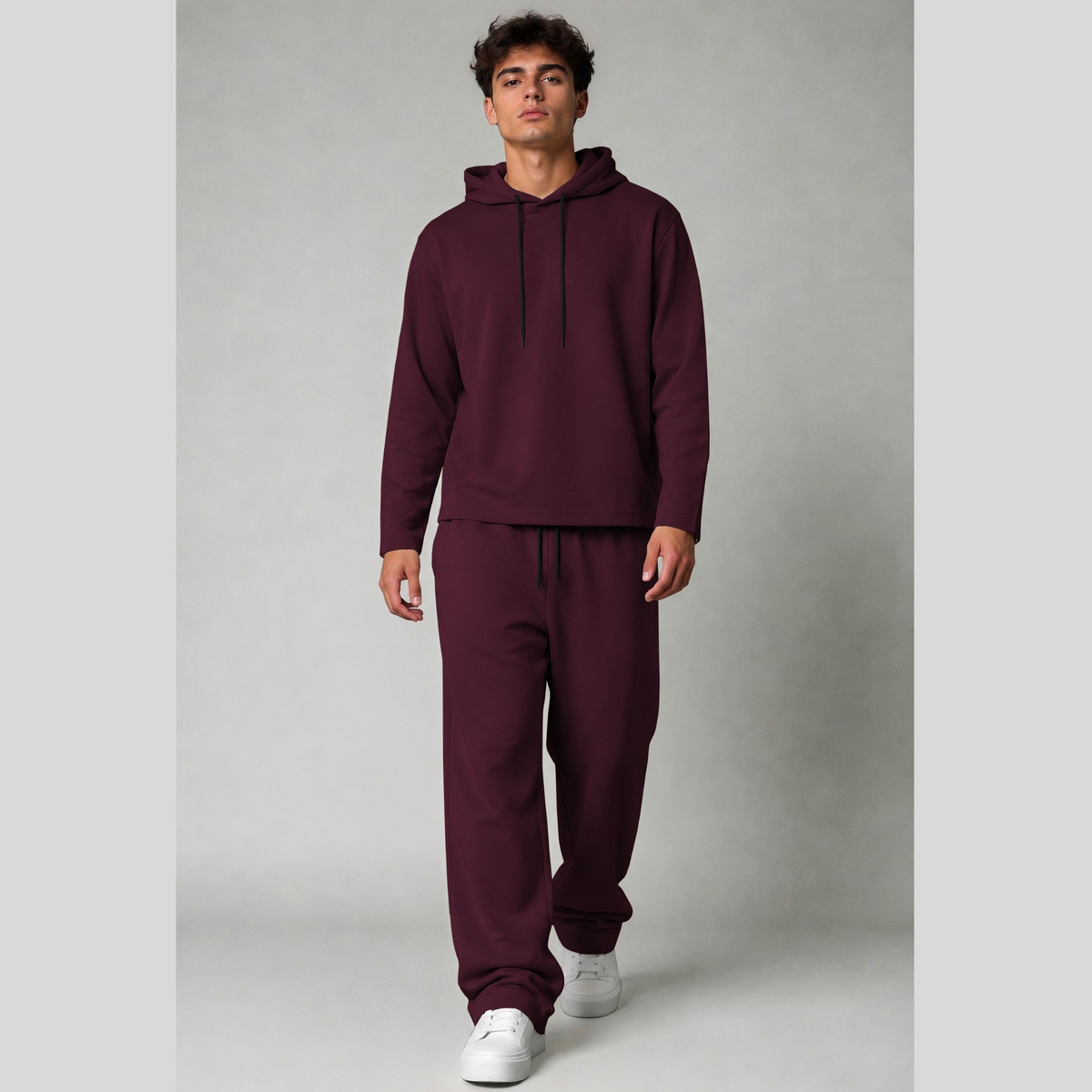 Outfit Set Plain hooded Tshirt - Plain Loose Fit Trackpants