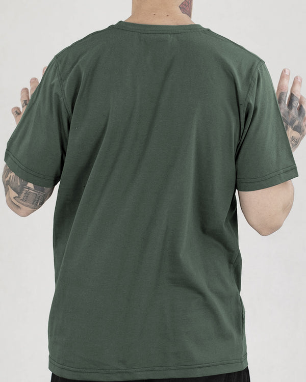 Men Relaxed Fit Olive Green Printed T-shirt