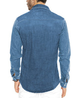 Pastel Blue Snap Button Denim Shirt