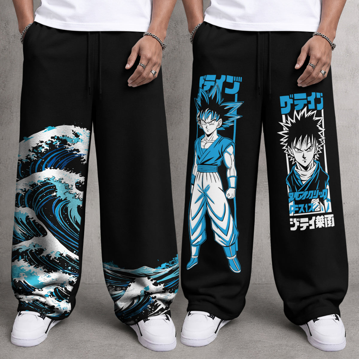 (Pack of 2) Mens Printed and Solid Baggy Fit Track Pants Combo