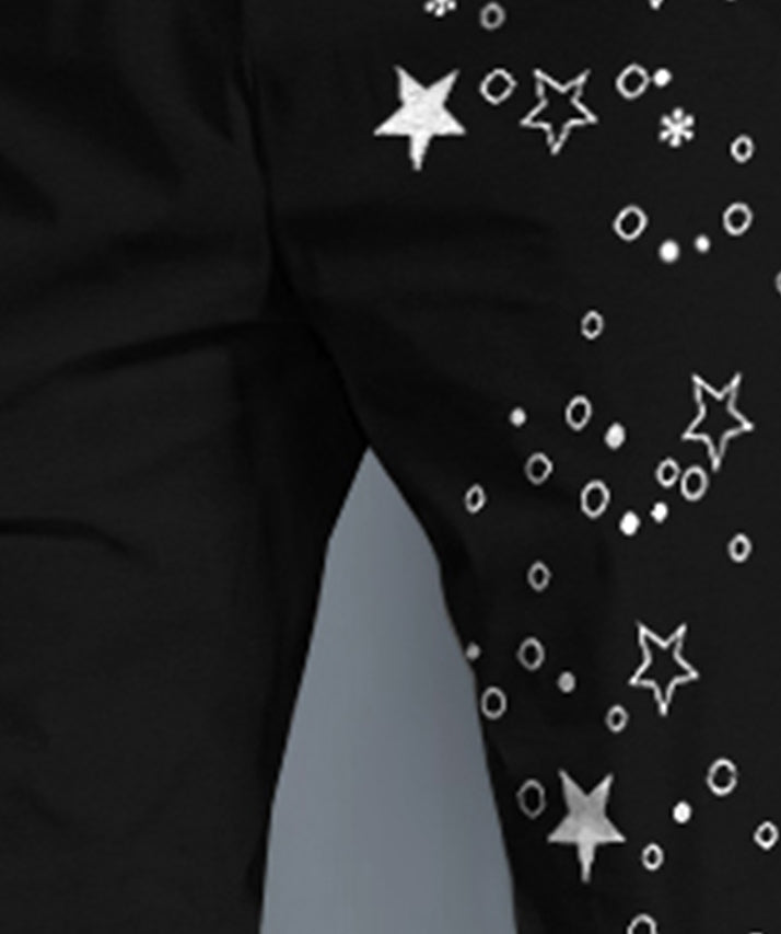 Men Black Star Printed With Cuffed Trackpant