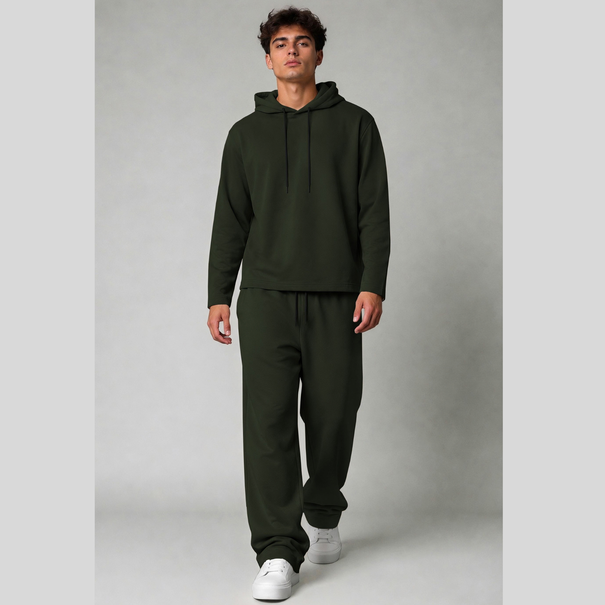 Outfit Set Plain hooded Tshirt - Plain Loose Fit Trackpants
