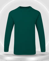 dark green solid plain full sleeve v neck tshirt for men template view