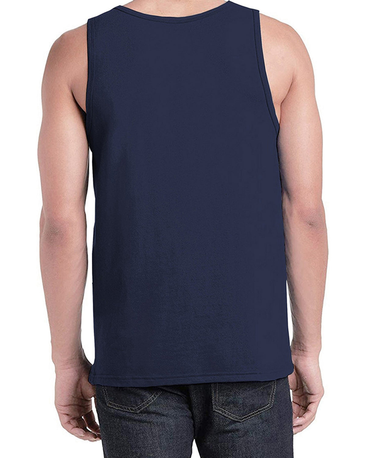 Men Abstact Printed Sleeveless Dark Blue Vest