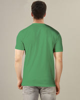 pale green plain solid half sleeve round neck tshirt for men back view