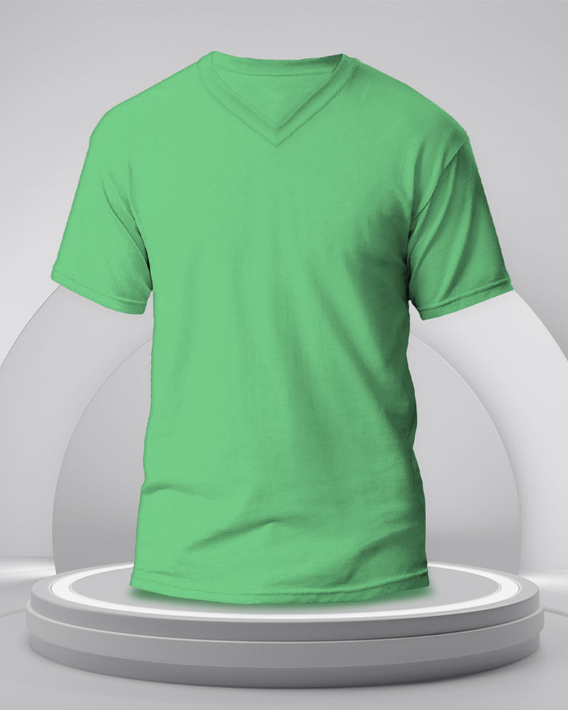 pale green plain solid half sleeve round neck tshirt for men 3d view