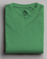 pale green plain solid half sleeve round neck tshirt for men folded view