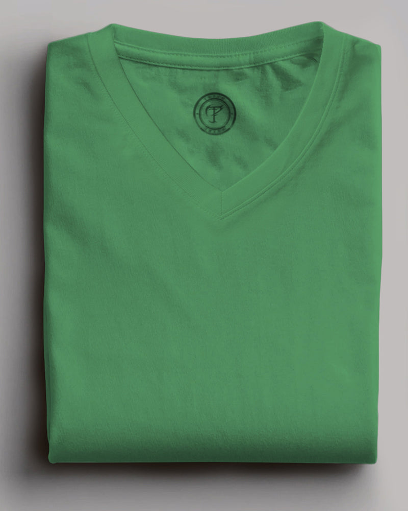 pale green plain solid half sleeve round neck tshirt for men folded view